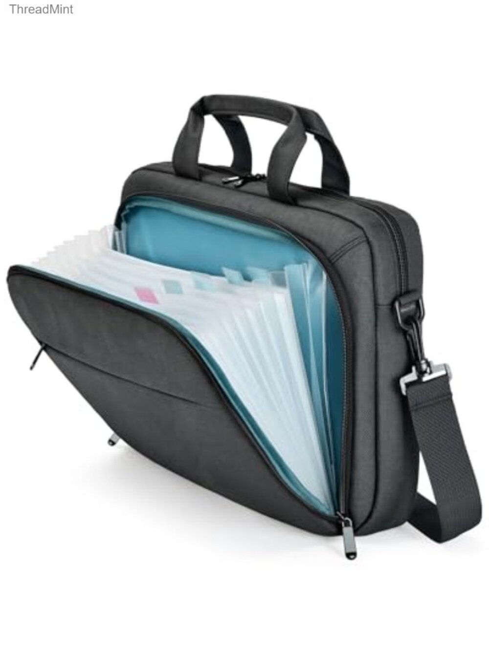Water-Resistant Laptop Messenger Bag 15.6 Inch File Organizer Padded Briefcase